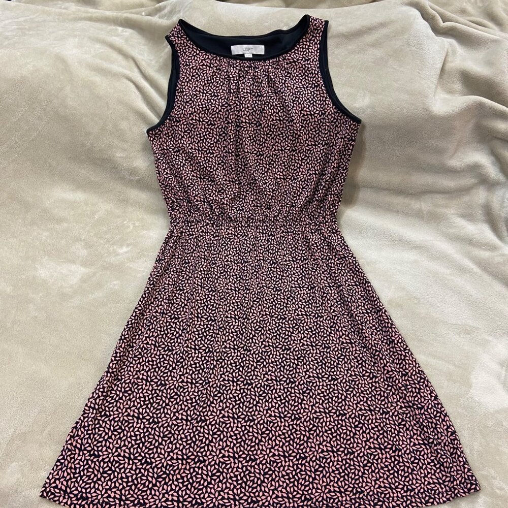 LOFT Pink and Black Knit Dress size Medium